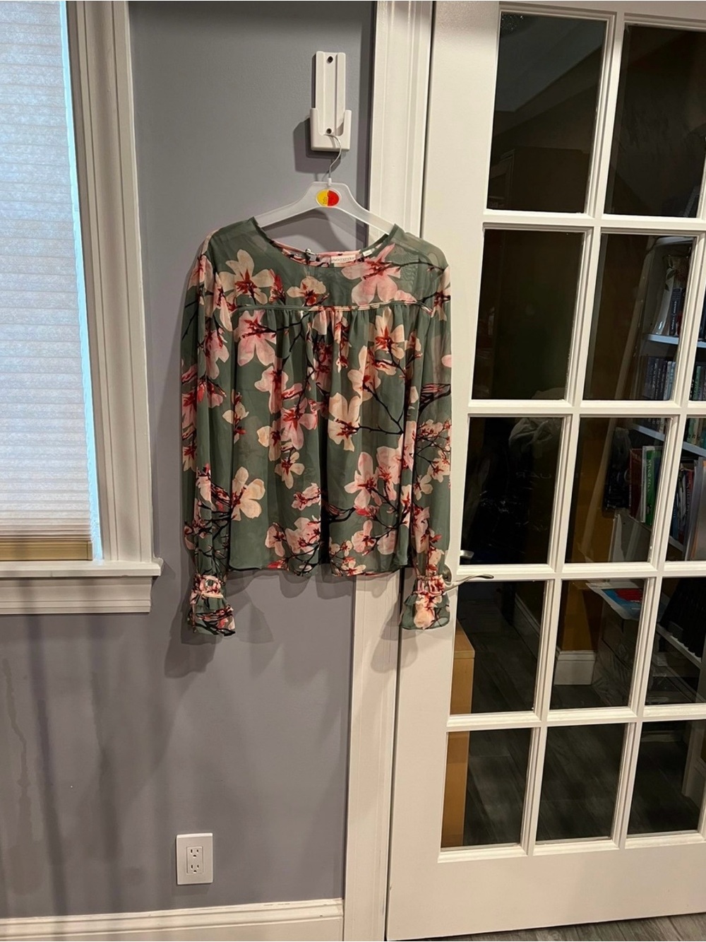 Eva Mendes Collection Floral long sleeve ruffle blouse